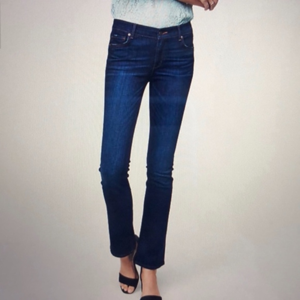 LOFT low rise modern boot cut dark denim jeans NWOT Size 4